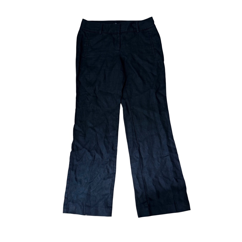 Ann Taylor LOFT Marisa Trouser Womens 6 100% Linen Straight Leg Pants Black